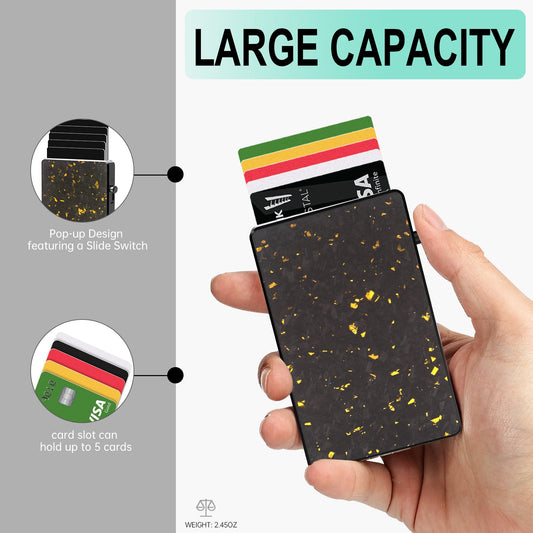 TOYFID Best Pop Up RFID Mens Wallet forged Carbon Fiber Minimalist Amazon to Protect Credit Cards-0